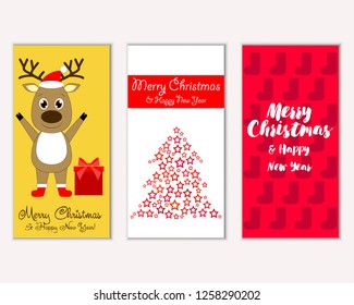 Vector illustration of Merry Christmas and Happy New Year greeting cards