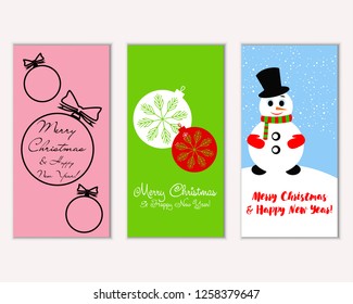 Vector illustration of Merry Christmas and Happy New Year greeting cards