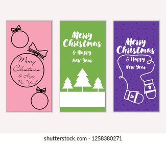 Vector illustration of Merry Christmas and Happy New Year greeting cards