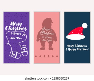 Vector illustration of Merry Christmas and Happy New Year greeting cards