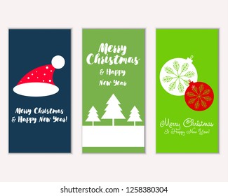 Vector illustration of Merry Christmas and Happy New Year greeting cards