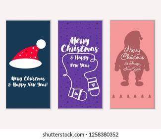 Vector illustration of Merry Christmas and Happy New Year greeting cards