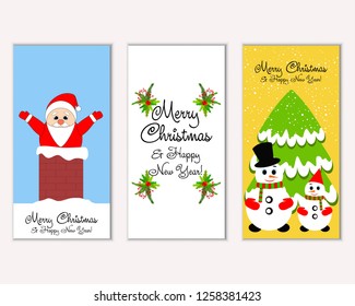 Vector illustration of Merry Christmas and Happy New Year greeting cards