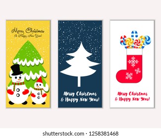 Vector illustration of Merry Christmas and Happy New Year greeting cards
