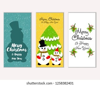 Vector illustration of Merry Christmas and Happy New Year greeting cards