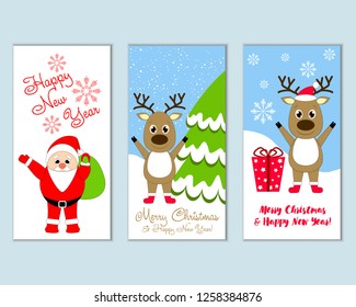 Vector Illustration Merry Christmas Happy New Stock Vector (Royalty ...