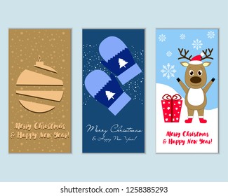 Vector illustration of Merry Christmas and Happy New Year greeting cards