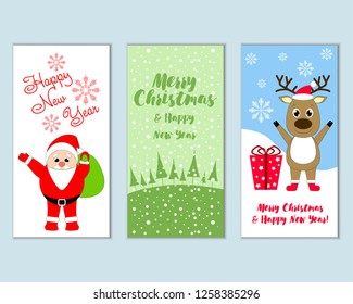 Vector illustration of Merry Christmas and Happy New Year greeting cards