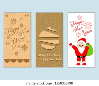 Vector illustration of Merry Christmas and Happy New Year greeting cards