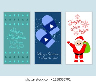 Vector illustration of Merry Christmas and Happy New Year greeting cards