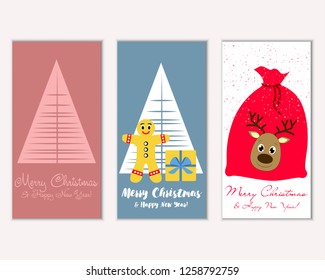 Vector illustration of Merry Christmas and Happy New Year greeting cards
