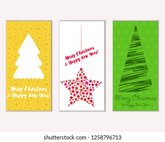Vector illustration of Merry Christmas and Happy New Year greeting cards
