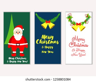 Vector illustration of Merry Christmas and Happy New Year greeting cards