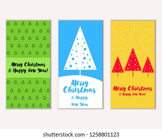 Vector illustration of Merry Christmas and Happy New Year greeting cards