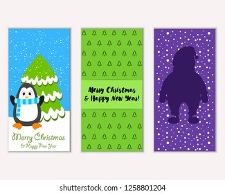 Vector illustration of Merry Christmas and Happy New Year greeting cards