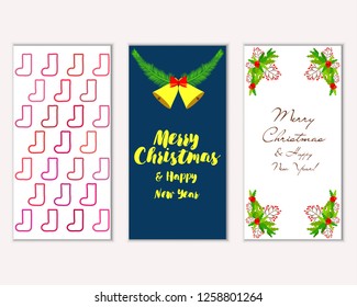 Vector illustration of Merry Christmas and Happy New Year greeting cards