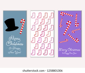 Vector illustration of Merry Christmas and Happy New Year greeting cards