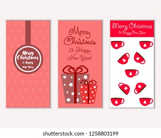 Vector illustration of Merry Christmas and Happy New Year greeting cards