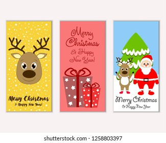 Vector illustration of Merry Christmas and Happy New Year greeting cards
