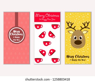 Vector illustration of Merry Christmas and Happy New Year greeting cards