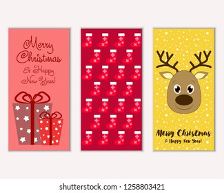 Vector illustration of Merry Christmas and Happy New Year greeting cards
