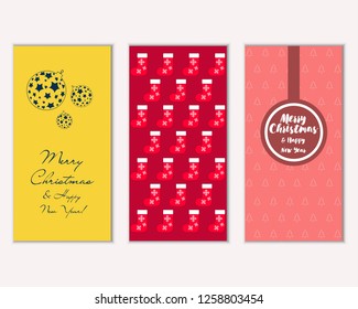 Vector illustration of Merry Christmas and Happy New Year greeting cards