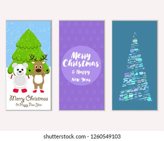 Vector illustration of Merry Christmas and Happy New Year greeting cards