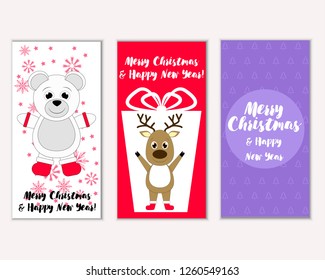 Vector illustration of Merry Christmas and Happy New Year greeting cards