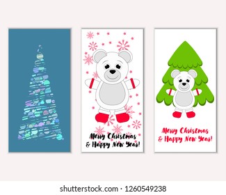 Vector illustration of Merry Christmas and Happy New Year greeting cards