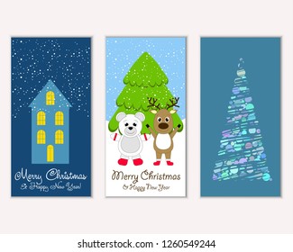 Vector illustration of Merry Christmas and Happy New Year greeting cards