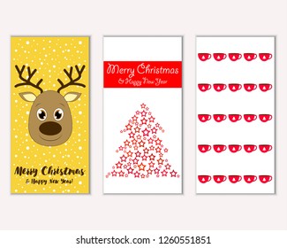 Vector illustration of Merry Christmas and Happy New Year greeting cards