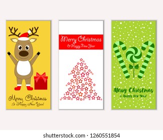 Vector illustration of Merry Christmas and Happy New Year greeting cards
