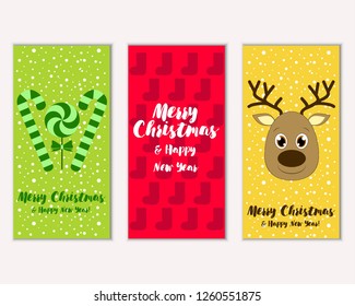 Vector illustration of Merry Christmas and Happy New Year greeting cards
