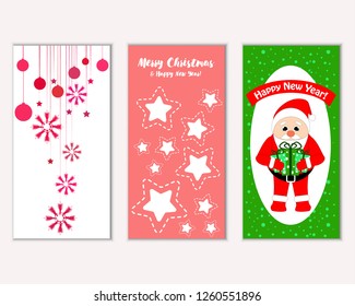 Vector illustration of Merry Christmas and Happy New Year greeting cards