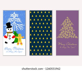 Vector illustration of Merry Christmas and Happy New Year greeting cards