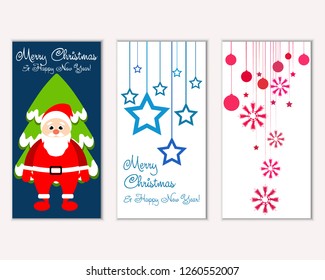 Vector illustration of Merry Christmas and Happy New Year greeting cards