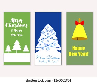 Vector illustration of Merry Christmas and Happy New Year greeting cards