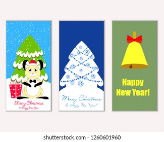 Vector illustration of Merry Christmas and Happy New Year greeting cards