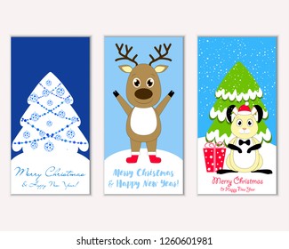 Vector illustration of Merry Christmas and Happy New Year greeting cards