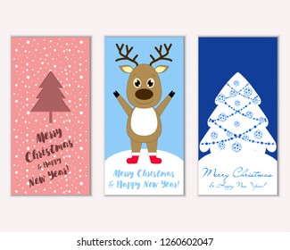 Vector illustration of Merry Christmas and Happy New Year greeting cards