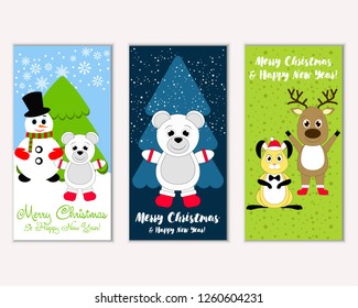 Vector illustration of Merry Christmas and Happy New Year greeting cards