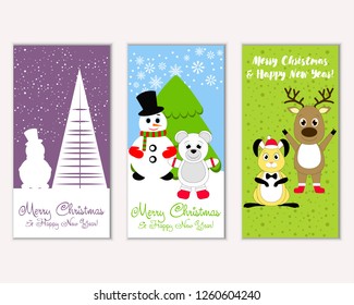 Vector illustration of Merry Christmas and Happy New Year greeting cards