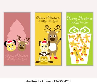 Vector illustration of Merry Christmas and Happy New Year greeting cards