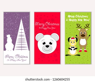 Vector illustration of Merry Christmas and Happy New Year greeting cards
