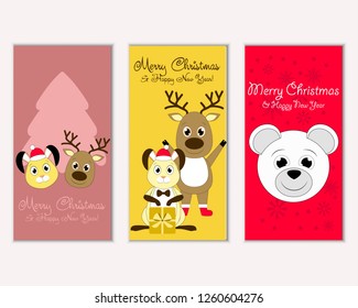 Vector illustration of Merry Christmas and Happy New Year greeting cards