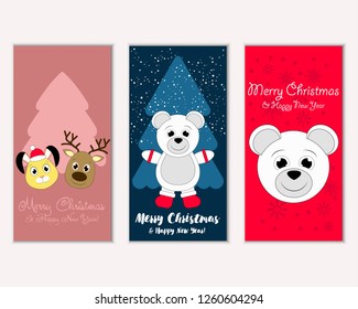 Vector illustration of Merry Christmas and Happy New Year greeting cards
