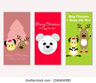 Vector illustration of Merry Christmas and Happy New Year greeting cards