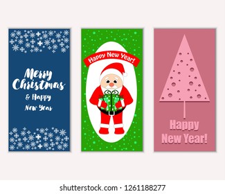 Vector illustration of Merry Christmas and Happy New Year greeting cards