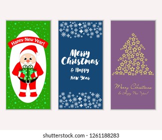 Vector illustration of Merry Christmas and Happy New Year greeting cards