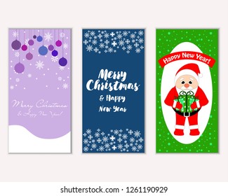 Vector illustration of Merry Christmas and Happy New Year greeting cards